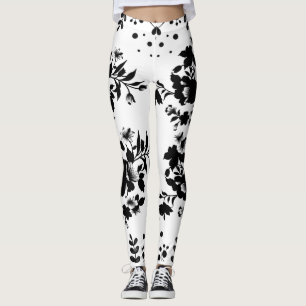 Black flowers leggings
