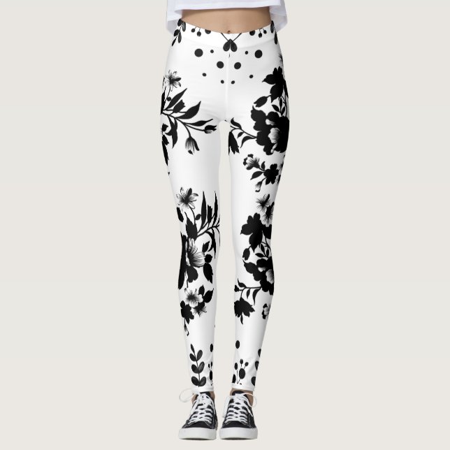 Black flowers  leggings (Front)