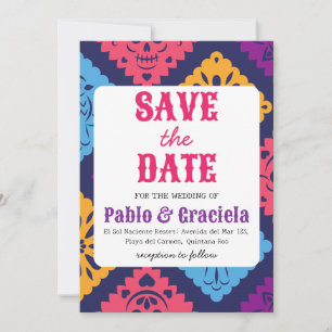 black flowers mexican save the date invitation