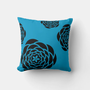 Black Flowers on Background Colour of Your Choice Cushion