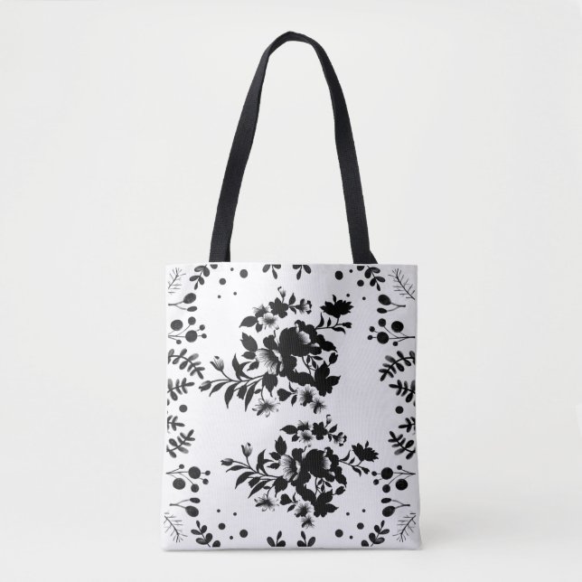 Black flowers  tote bag (Front)
