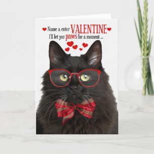 Black Fluffy Cat Valentine's Day Feline Humour Holiday Card