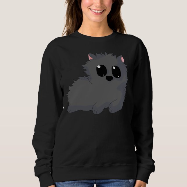 Black Fluffy Poodle Sweatshirt (Front)