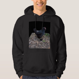 Black Fluffy Rooster Dimensional Art, Hoodie
