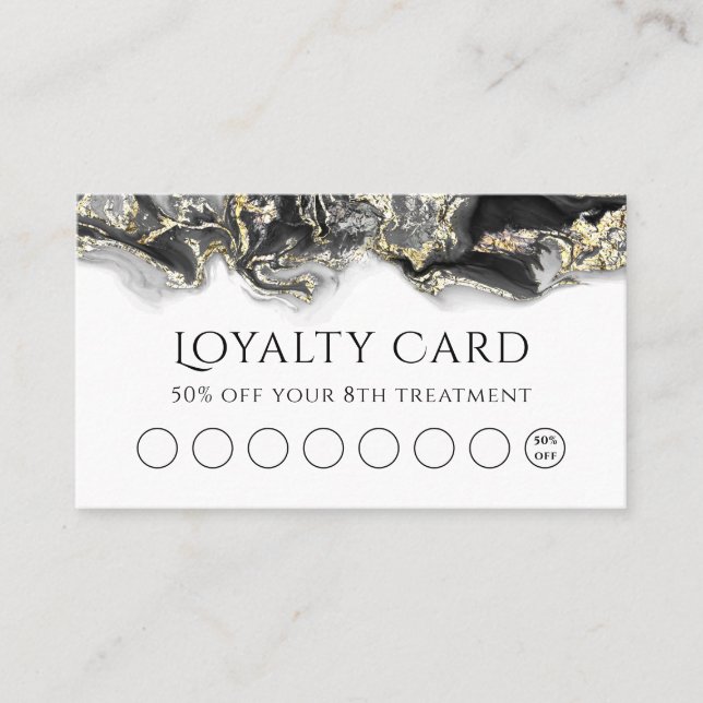 black fluid marbling design loyalty card (Front)