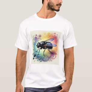 Black Fly in Nature 260824AREF123 - Watercolor T-Shirt