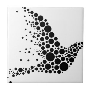 Black Flying Bird Ceramic Tile