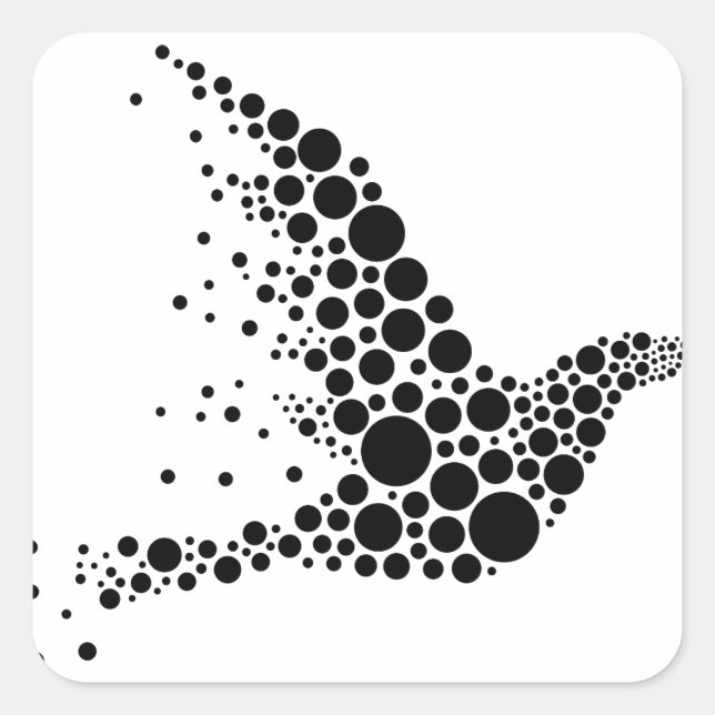 Black Flying Bird Square Sticker (Front)