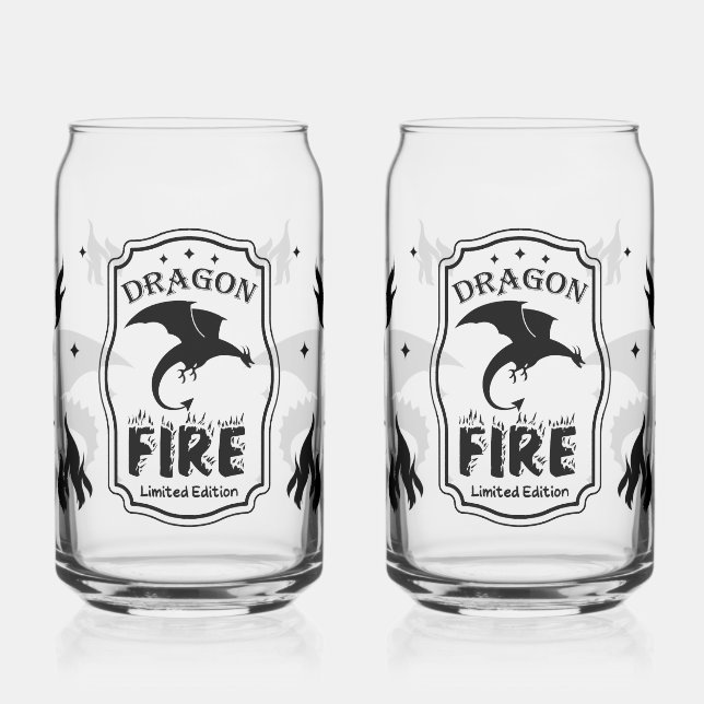 Black Flying Dragons Gothic Fantasy Drinkware Can Glass (Left)