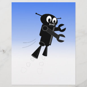 Black Flying Robot Blue Sky Background
