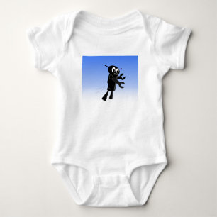 Black Flying Robot Blue Sky Background Baby Bodysuit