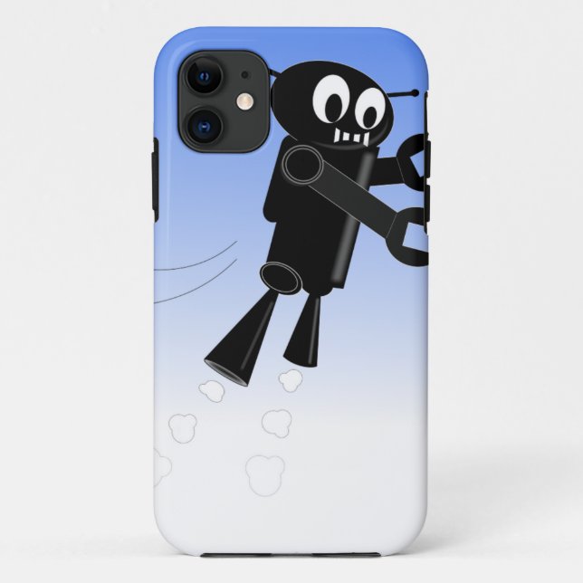 Black Flying Robot Blue Sky Background Case-Mate iPhone Case (Back)