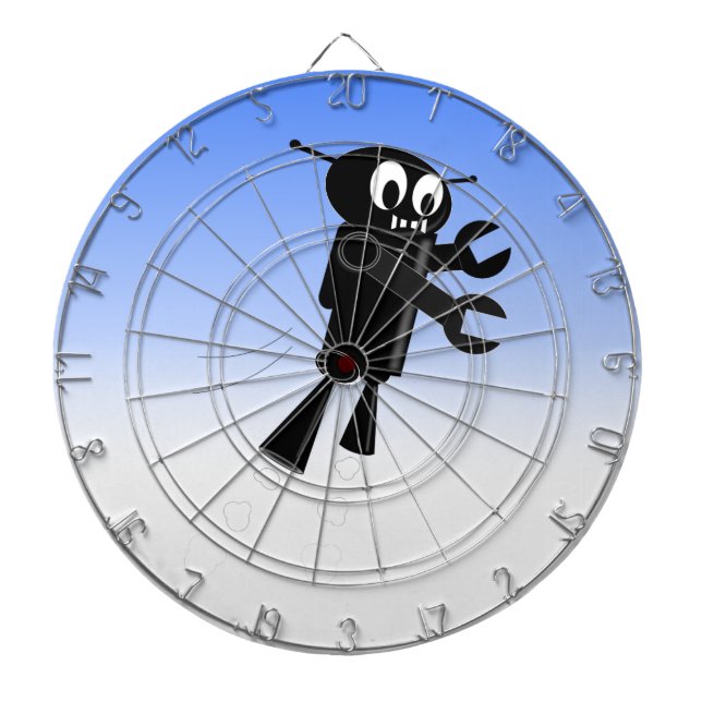 Black Flying Robot Blue Sky Background Dartboard (Front)