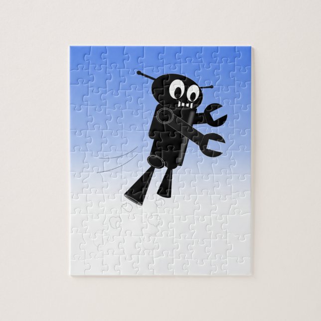 Black Flying Robot Blue Sky Background Jigsaw Puzzle (Vertical)