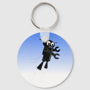 Black Flying Robot Blue Sky Background Key Ring