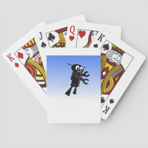 Black Flying Robot Blue Sky Background Playing Cards
