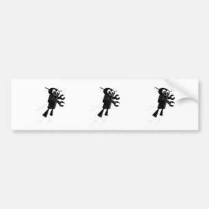 Black Flying Robot Bumper Sticker