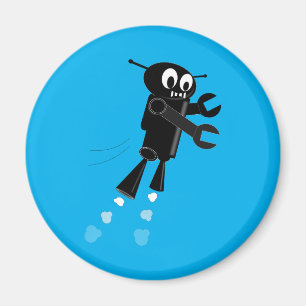 Black Flying Robot In Blue Sky Magnet