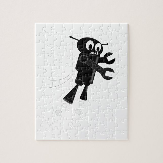 Black Flying Robot Jigsaw Puzzle (Vertical)