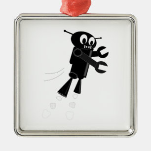 Black Flying Robot Metal Tree Decoration