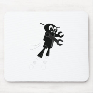 Black Flying Robot Mouse Pad