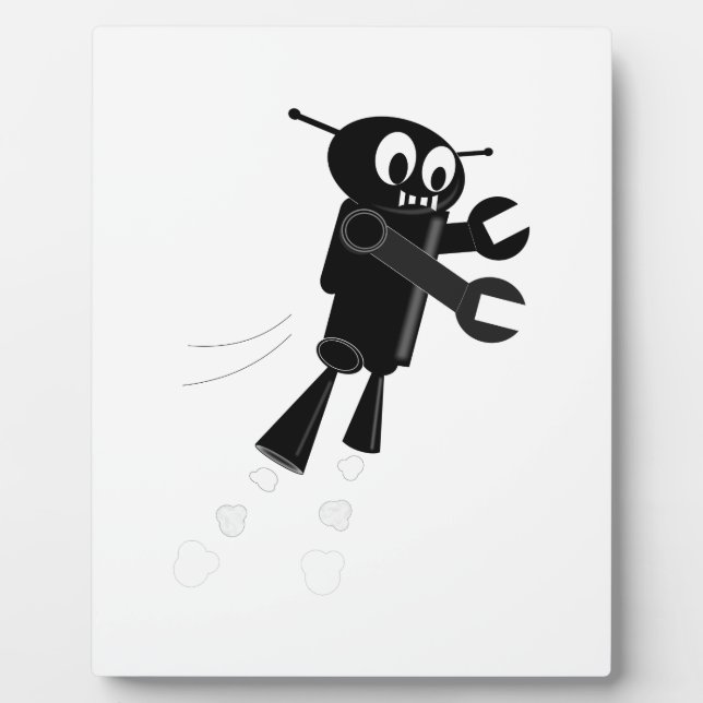 Black Flying Robot Plaque (Front)