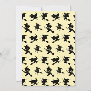 Black Flying Witches Broom Silhouette Halloween Thank You Card