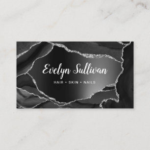 black foil agate business card