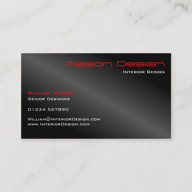 Black Foil and Red Minimalistic Business Card (Front)