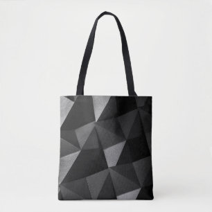Black folded textured paper abstract shiny origami tote bag