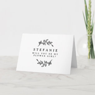 Black Foliage Wreath Will You Be My Flower Girl Card