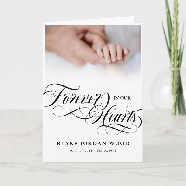 Black Fonts Forever In Our Hearts Baby Funeral Program (Front)