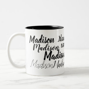 Black Fonts Your Name Personalised Two-Tone Coffee Mug