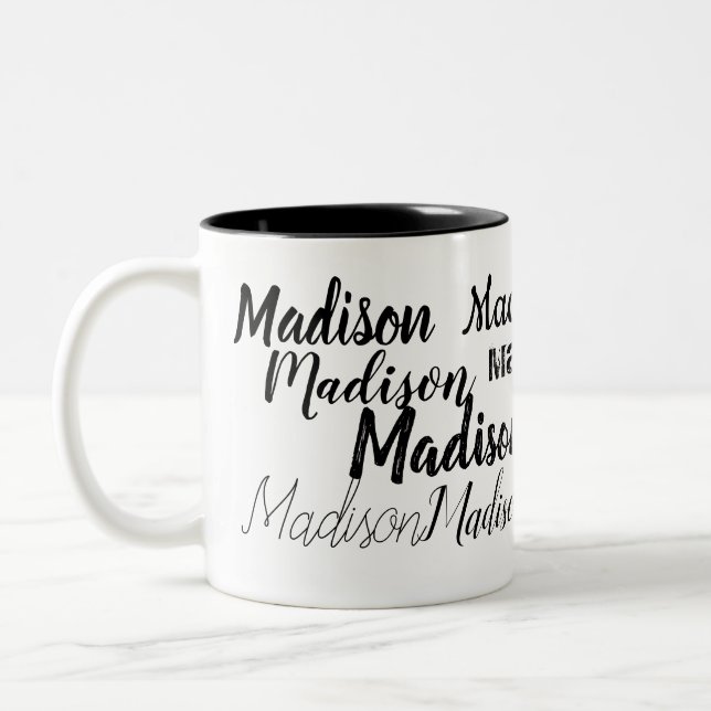 Black Fonts Your Name Personalised Two-Tone Coffee Mug (Left)