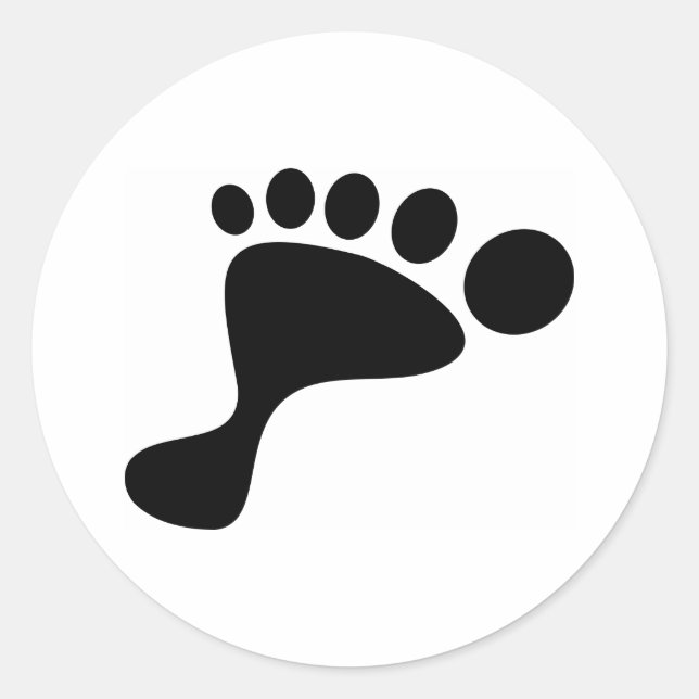 Black Foot Print Classic Round Sticker (Front)