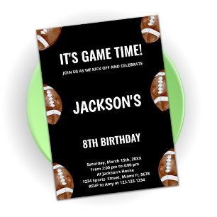 Black Football Birthday Invitations