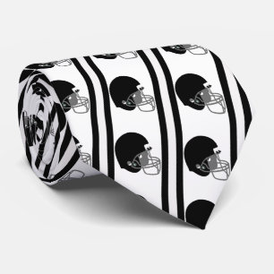 Black Football Helmet on White Necktie
