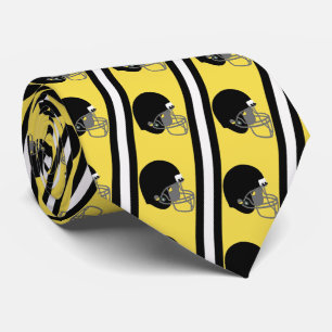 Black Football Helmet on Yellow Gold Necktie
