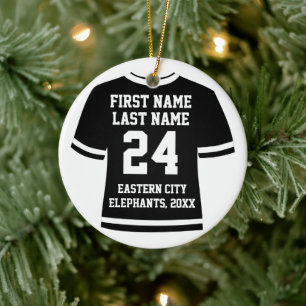 Black Football Soccer Hockey Sports Jersey Ceramic Ornament