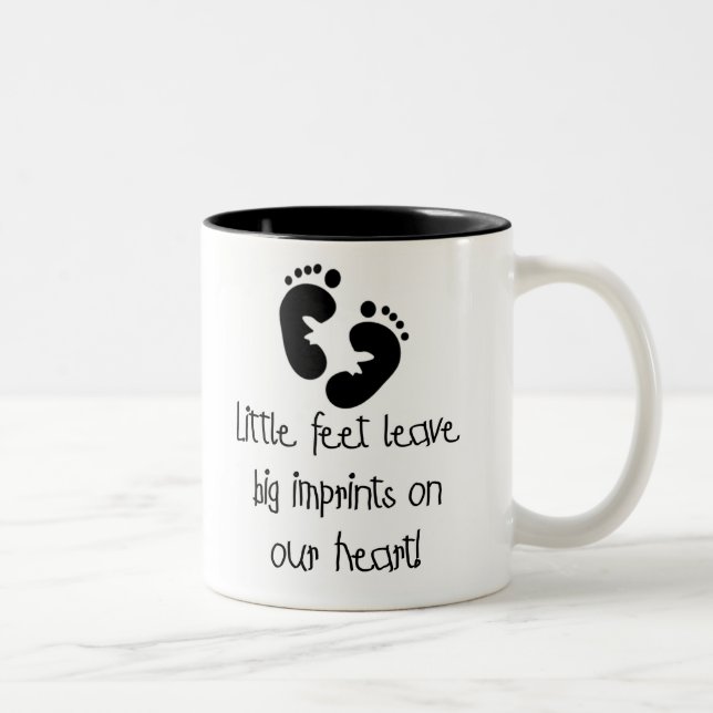 Black Footprints Little Feet Big Imprints Two-Tone Coffee Mug (Right)