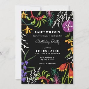 Black foral tropical Nature Invitation