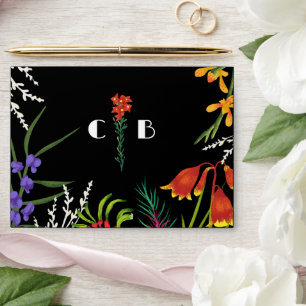 Black foral tropical Nature wedding Envelope