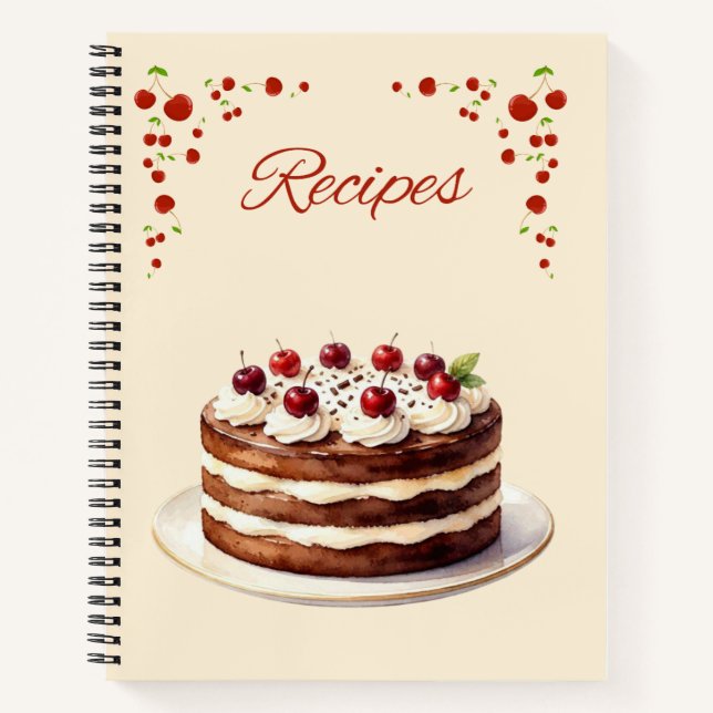 Black Forest Cake and Cherries Recipe Notebook (Front)