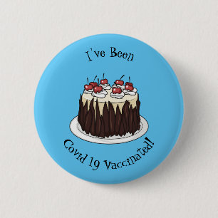 Black Forest cake cartoon illustration 6 Cm Round Badge
