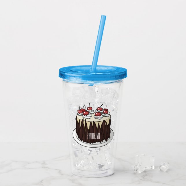 Black Forest cake cartoon illustration   Acrylic Tumbler (Back Ice)