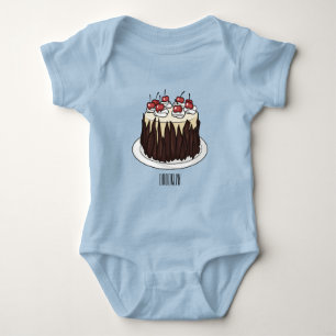 Black Forest cake cartoon illustration Baby Bodysuit