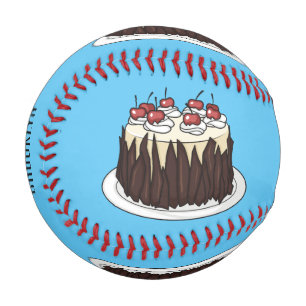 Black Forest cake cartoon illustration Baseball