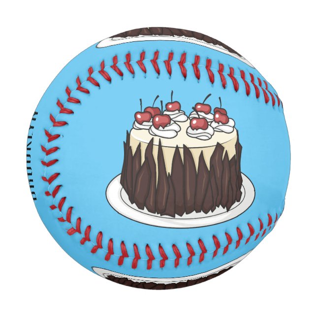 Black Forest cake cartoon illustration Baseball (Front Left)