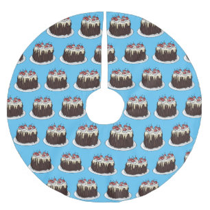 Black Forest cake cartoon illustration  Brushed Polyester Tree Skirt