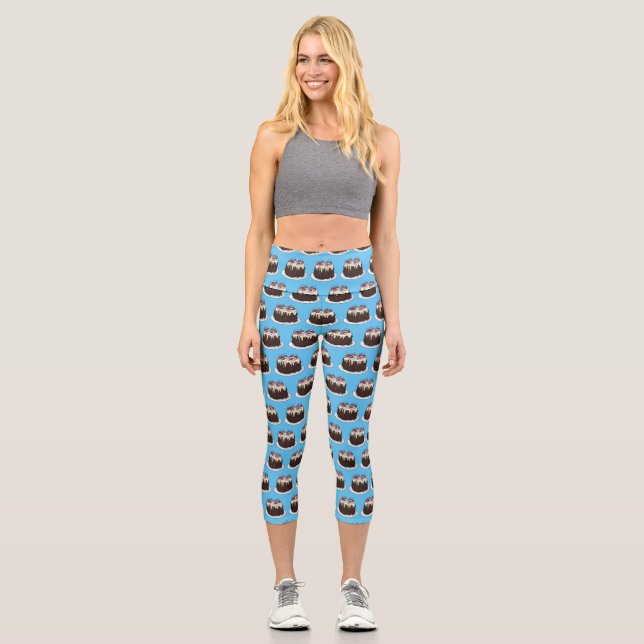 Black Forest cake cartoon illustration  Capri Leggings (Front)